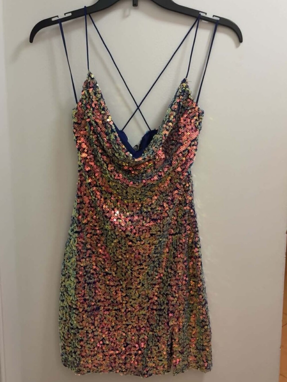 Akira Multicolored Sequin Mini Dress, S